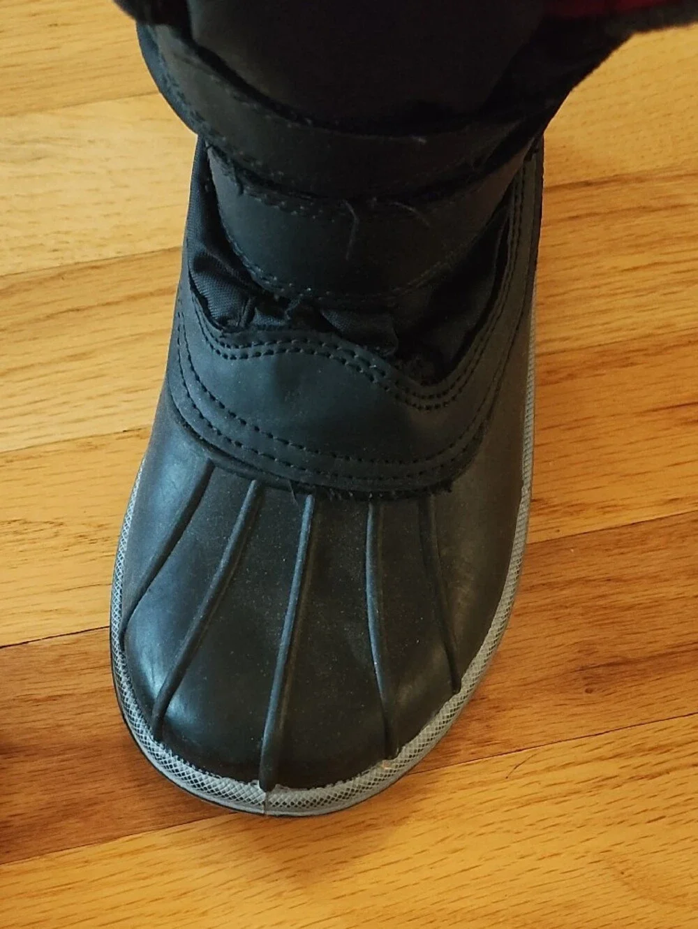 Kids Black Duck Winter Boots with Red Lining